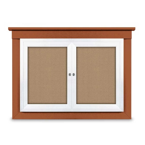 24"x36" 1-Door Enclosed Letterboard, Black Felt/Walnut